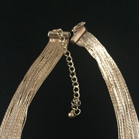 Beautiful Multi Chain Gold Tone Bib Necklace - Picture 3 of 3